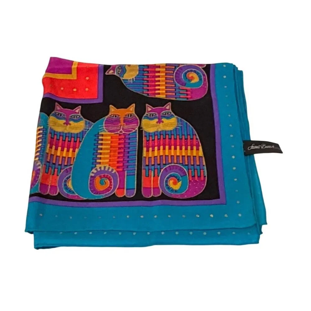 Laurel Birch Women's Cat Scarf Turquoise Pink 33